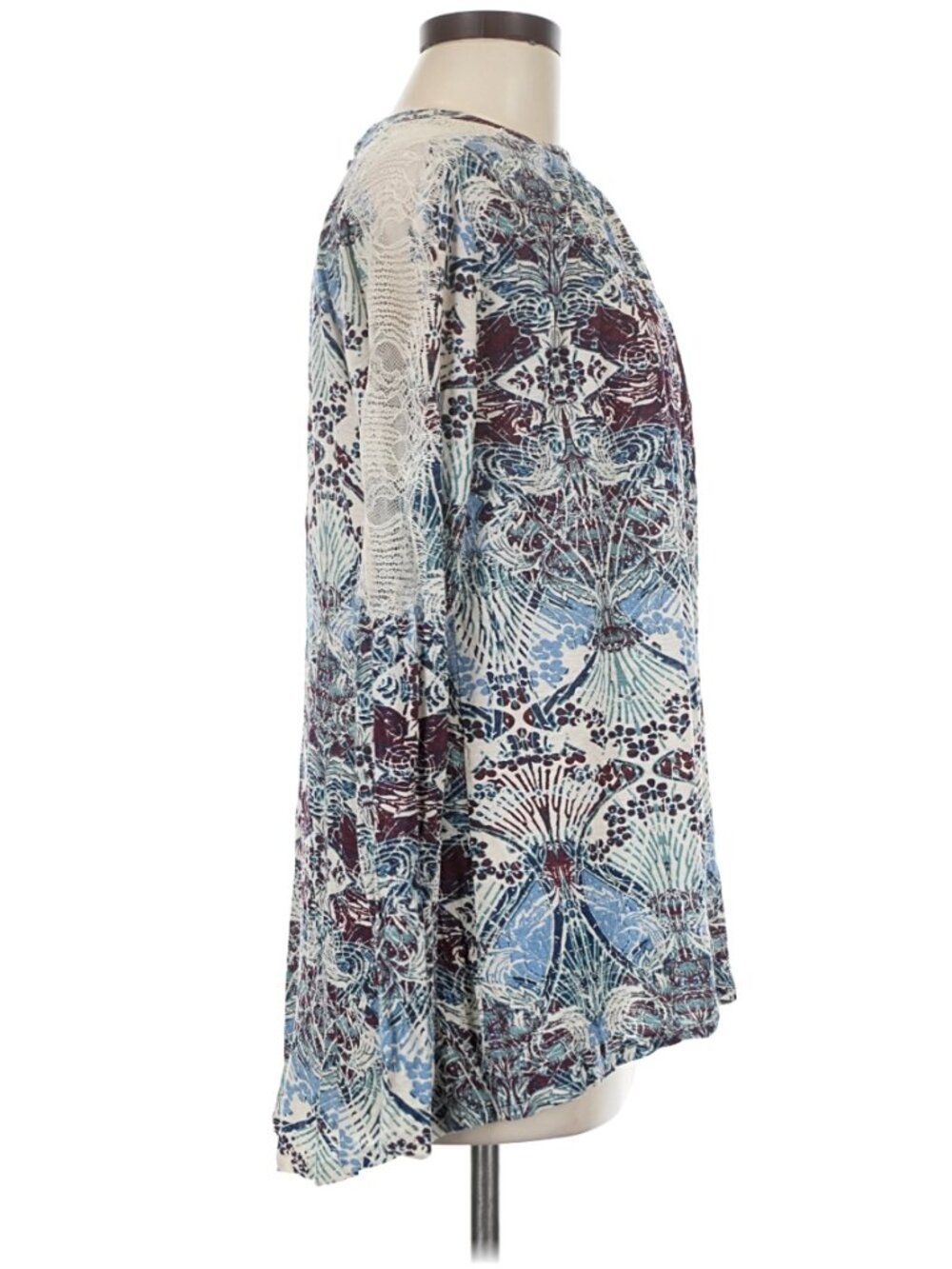 Free People  "New World Nouveau" Tulip Hem Front Cutout Long Sleeve Top - Size M - Picture 4 of 11